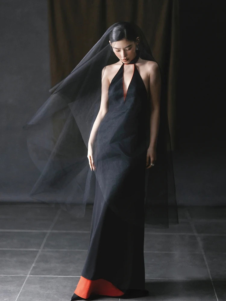 

Ele Bla Hanging Ne Evening DrSophie Fairy Red Bot Skirt for Banquet Wedding Par Performance High Waist Long D...