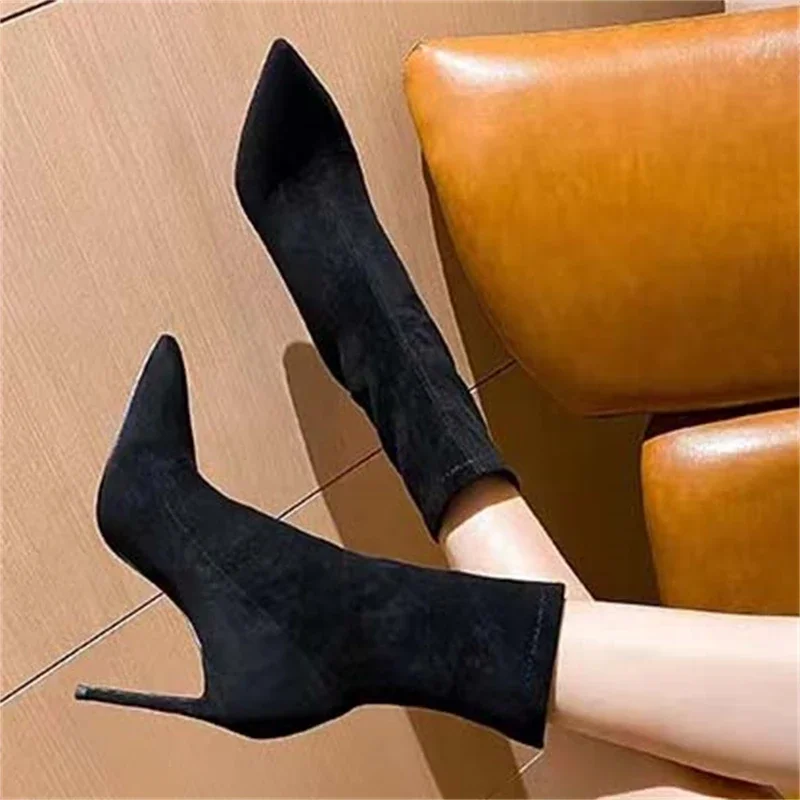 

Eilyken New Fashion Pointed Toe Women Ankle Boots Sexy Thin High Heels Stripper Party Ladies Shoes Autumn Winter Booties