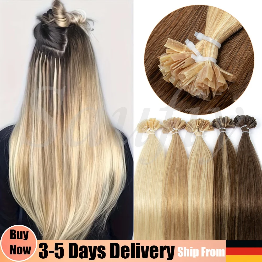 Gerade K-Tip Haarverlängerungen Echthaar Keratin Nagelspitzen Hot Fusion Echthaar-Extensions 12'' 16'' 20'' Schwarz Braun Vorgebondete Echthaar-Extensions 30G 50 Strähnen/Packung