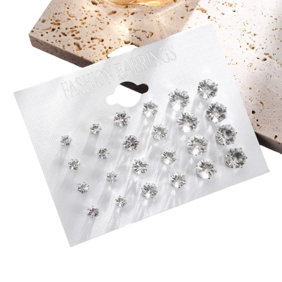 12 Pair/Pack White Shiny Wedding Stud Earrings Set For Women Men imitation Crystal Jewelry Accessories  Jewelry Earrings New