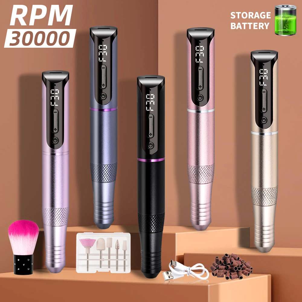 35000 دورة في الدقيقة مسمار الفن الحفر قابلة للشحن مطحنة الأظافر الكهربائية مع عرض مناسبة ل مانيكير هلام طلاء الأظافر أدوات مانيكير