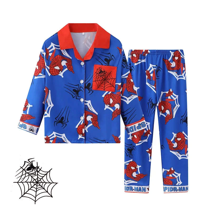 

Spiderman New Spring Autumn Children's Pajamas Cardigan Autumn and Winter Long-sleeved Two-piece Set Boys and Girls Home Wear