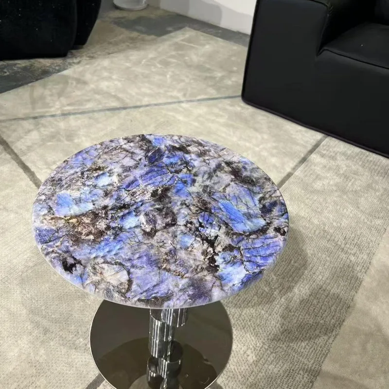 European coffee table light luxury designer microcrystalline stone marble luxury stone home sofa living room corner carbon steel