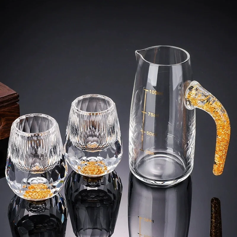 

3Pcs set Luxurious Crystal Golden Foil Shot Glass, 0.5oz/15ml, Exquisite Handcrafted Spirits Glasses For Whiskey, Vodka Cup