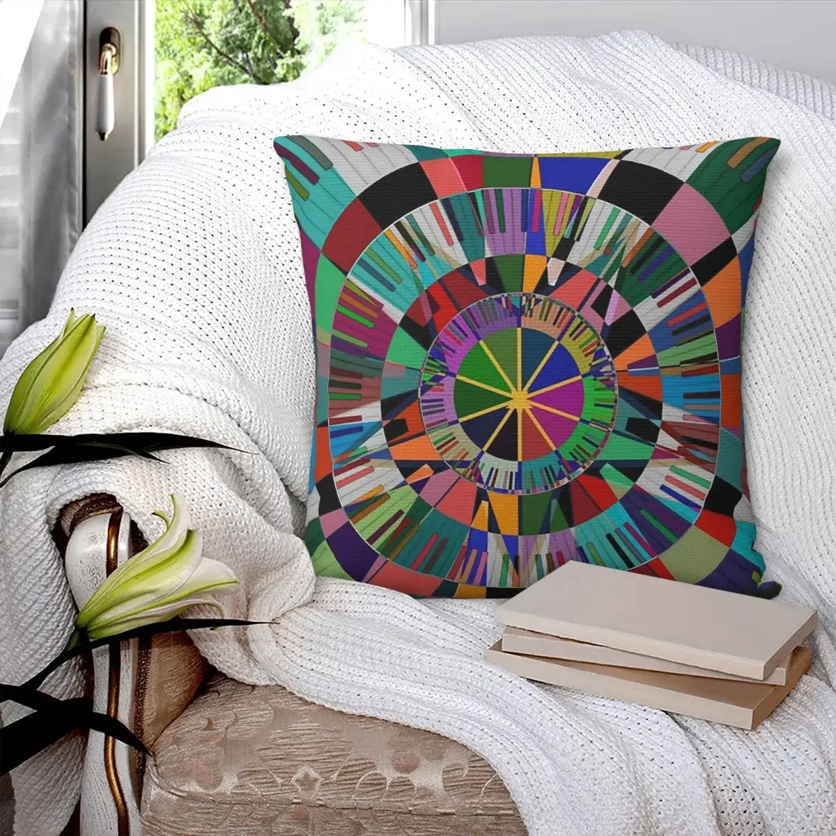 Psychedelic Piano Keyboard Geometric Pillowcase Polyester Pillows Cover Cushion Comfort Throw Pillow Sofa Decorative Cushions