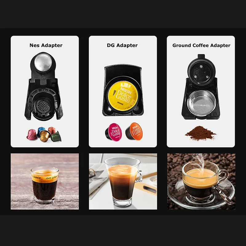 Macchina da caffè 19Bar 3in1 Capsule multiple per Dolce Gusto, Nespresso e polvere Macchina da caffè automatica multifunzione
