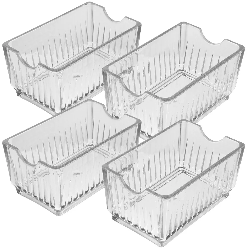 

4pcs Box Set Tea Bag Organizer For Cabinet Acrylic Sugar Tea Bag Holder Organizer for Cabinet Countertop Coffee
