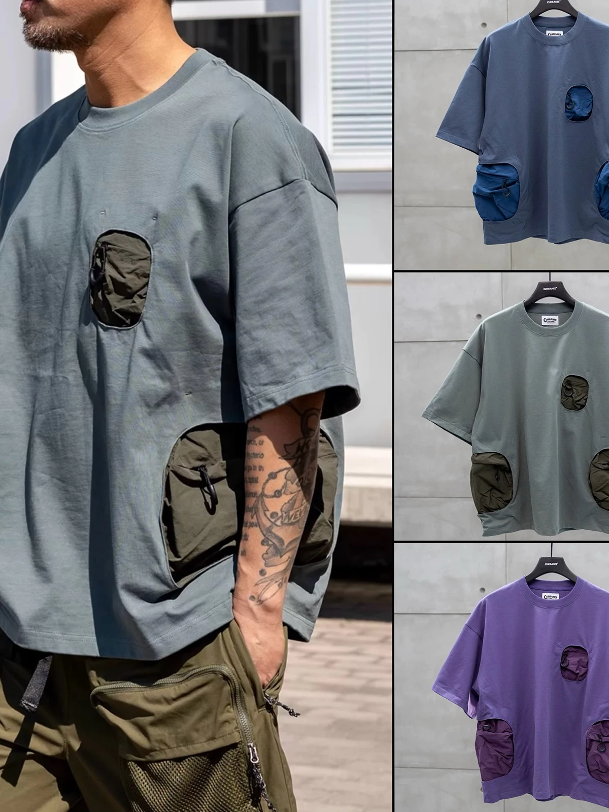 Japanese CMF Outdoor Large Pocket Functional Wide-cut Silhouette Casual Ins Trend Round Neck