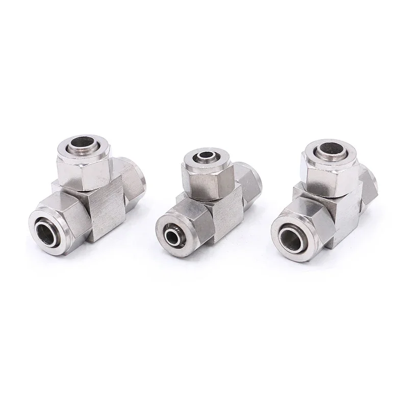 304 Stainless steel fast twist Equal tee Fitting OD 4/6/8/10/12mm PU Hose Quick Screw Joint Coupler Connector