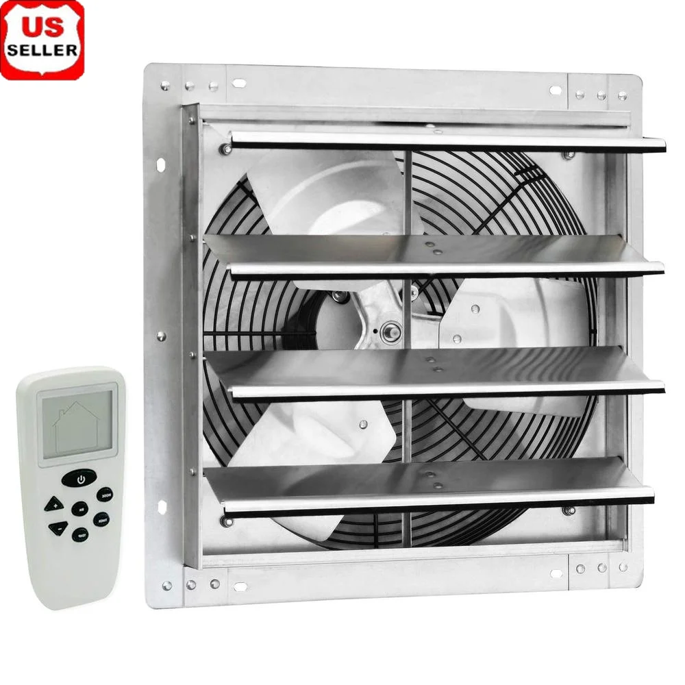 Shutter Mount Exhaust Fan with Remote Control Attic Garage Shed Corrosion Resistant Aluminum Powerful 1200 CFM Variable Speed