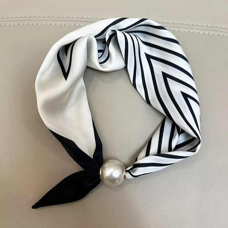 Elegante Parel Staart Magnetische Sluiting Sjaal 2025, Zomer Nieuwe Veelzijdige Ademende Mode Artistieke Accessoire Hals Wrap Sjaals
