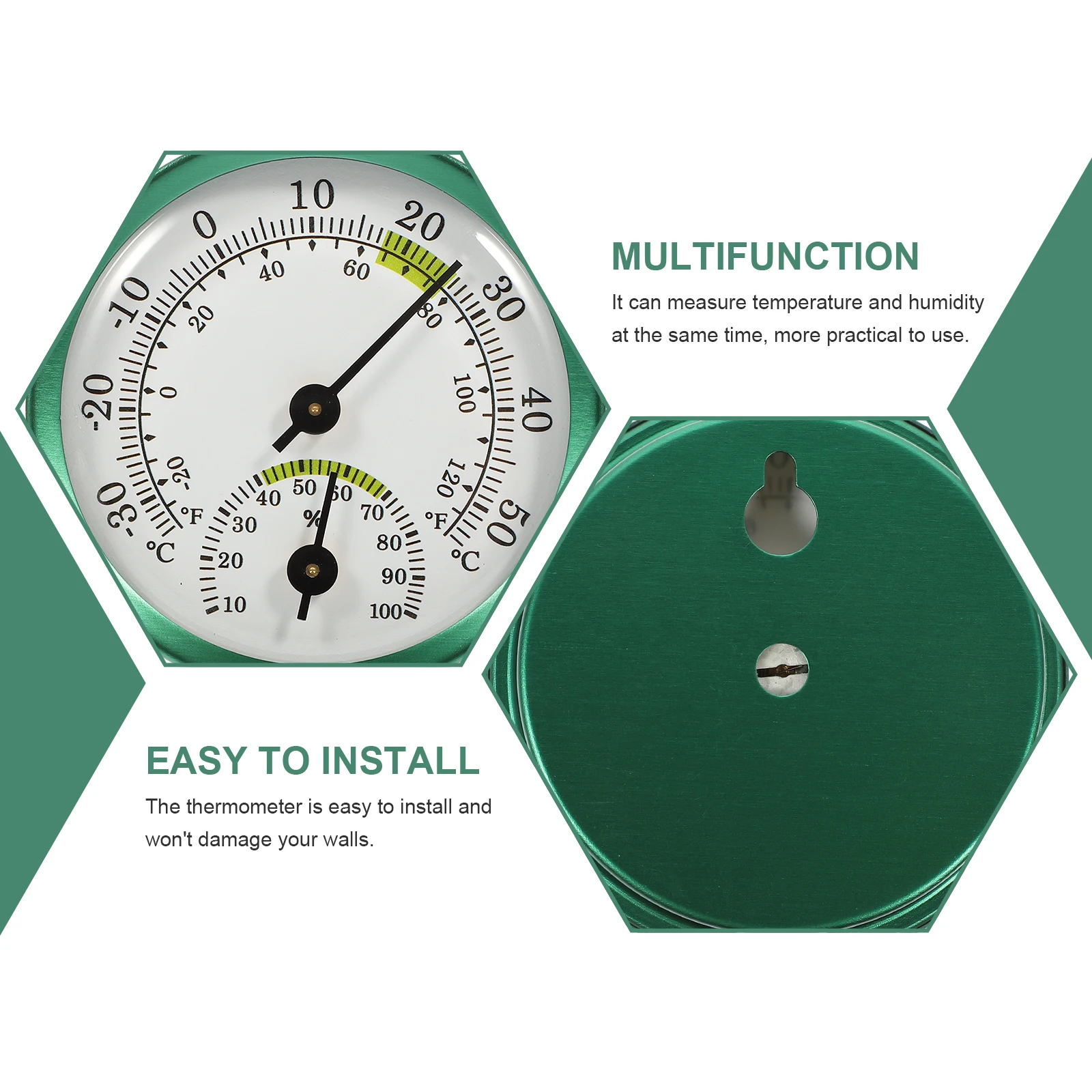 

Hygrometer Thermometer Temperature Humidity Dual Display Indoor Outdoor Wall Hanging Aluminum Sauna Greenhouse