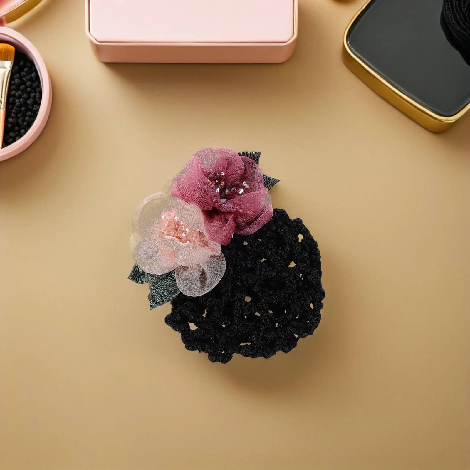 

4 шт., винтажная сетка для волос с цветочным принтом, аксессуары для медсестры, сетчатая сетка для волос, сетка для волос для банка, отеля, сетки для волос для булочек