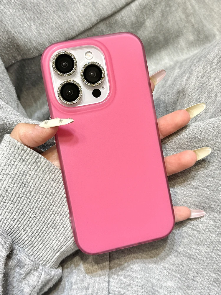 

Simple Fashion Rose Pink Matte Phone Case For iPhone 17 16 15 14 13 Pro Max Matte IMD TPU Back Cover