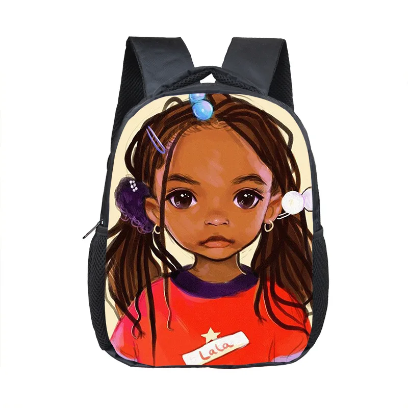 African Black Girls Kindergarten Schoolbag Children Burden Reduction Backpack Large Capacity Student School Bags Mochila Escolar