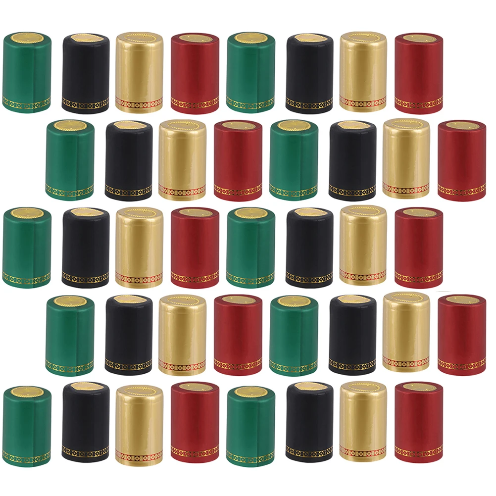 

200pcs Bottle Heat Shrink Cap PVC Plastic Beautiful Sealer Bottle Cover Red Green Black Gold Edge