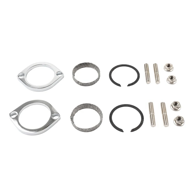 Exhaust Flange Install Kit Flanges Gaskets C-Clips Nuts Washers For  Softail Sportster Dyna Touring 30-0205