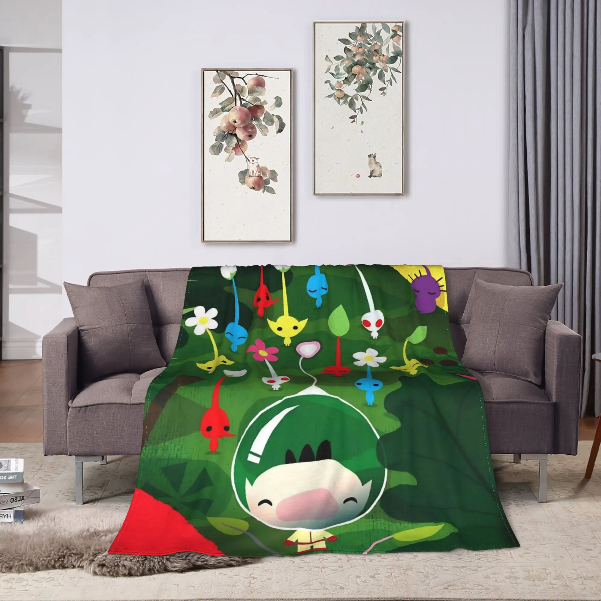 Pikmin Game Blanket  Airplane Travel Flannel Throw Blanket For Couch Chair Sofa Bed Warm Custom Quality Bedspread Gift Idea