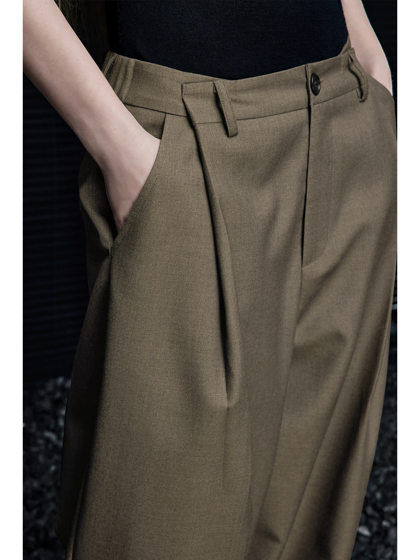 

Ele Mid-Waist Wide Leg Suit Pants Women's Faionable Drapey Feel Unique Beautiful Straight Cut Long Trousers