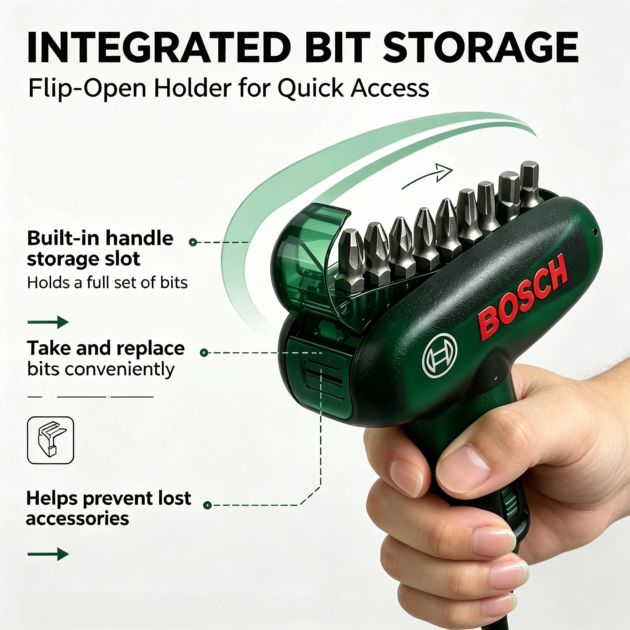 Bosch 10‑in‑1 Ratchet Screwdriver T‑Handle Multi Bits Set Portable Durable Hand Screwdriver for Household Maintenance