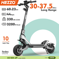 HEZZO F6 Folding Electric Scooter 40MPH 60V 3200W Dual Motors 10 Inch Off-road Escooter 23AH 40 Miles Long Range Full Suspension