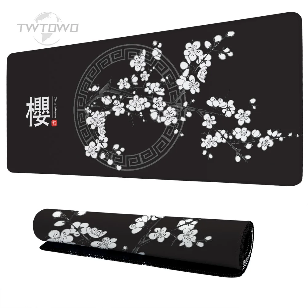 Mouse Pad Gaming Black Cherry Blossom Sakura XL New Custom Home Mousepad XXL MousePads Desk Mats Carpet Soft Office Mice Pad