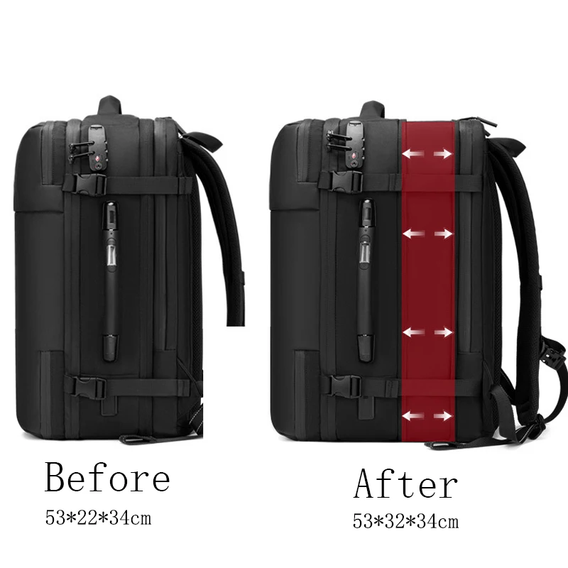 Expandable Vacuum Backpack with Electric Pump for Traveling 60L Compression Back Pack WIith Scales Waterproof Laptop Backpacks