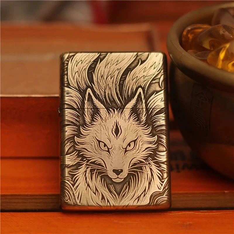 

ZORRO 902S Thick Engraved Kerosine Lighter Brass Old Relief Windproof Grinding Wheel Cigarette Lighter Cigarette Accessories