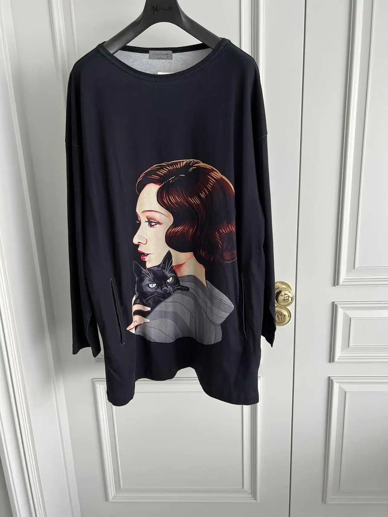 

TOP-YAMAMOTO original design hoodie, long-sleeved, large print T-shirt, knitted loose casual round neck
