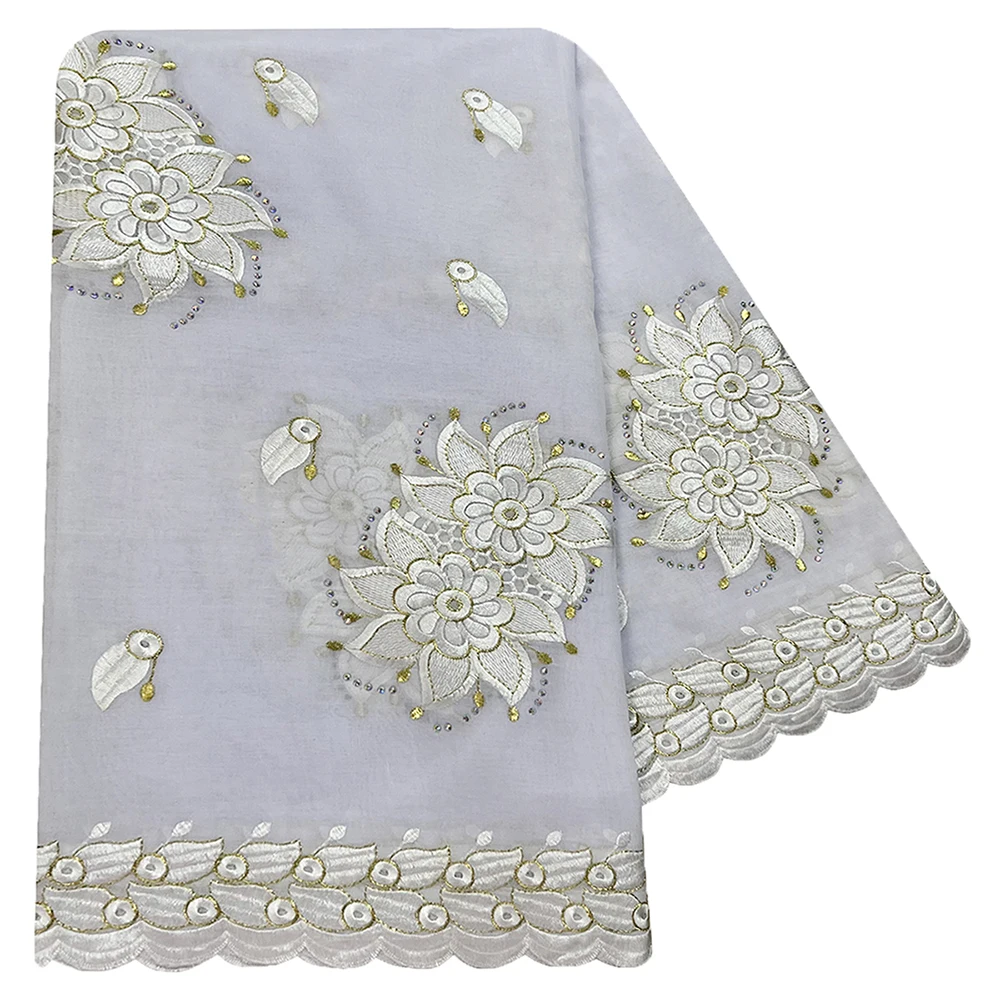 High Quality 100% Cotton Fabric Rayon Cotton Thread Eembroidered Scarf African Women Hijab Muslim Scarf Dubai Excellent Style