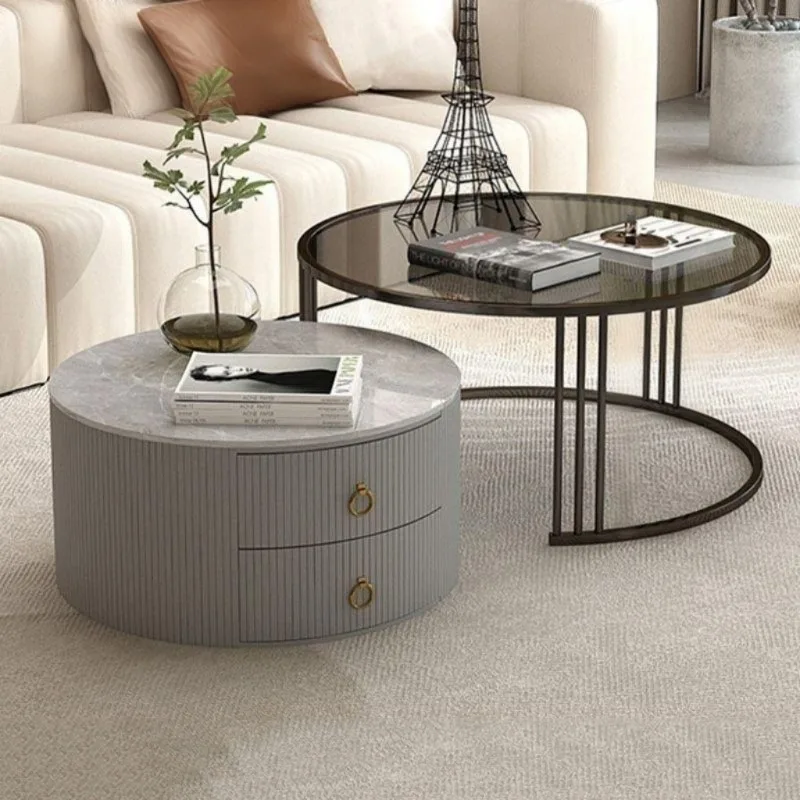 Round Transparent Coffee Table Large Size Room Decor Vintage Professional Side Table Creative Kaffee Tische Room Decorations