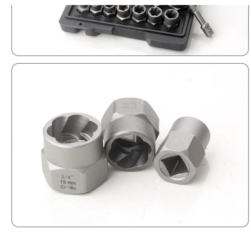 

14 шт. с коробкой для хранения автомобильных ударных головок, набор экстракторов для гаек и болтов и съемников, экстракторы из хром-молибденовой стали, новинка