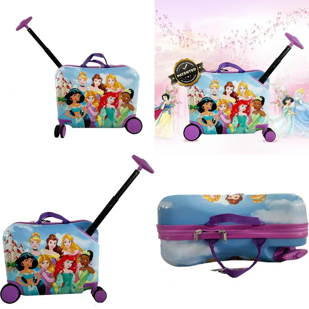 Equipaje para niños pequeños de princesa de Disney, maleta de mano para niños de 18 pulgadas con ruedas, bonita maleta de viaje ligera para niños