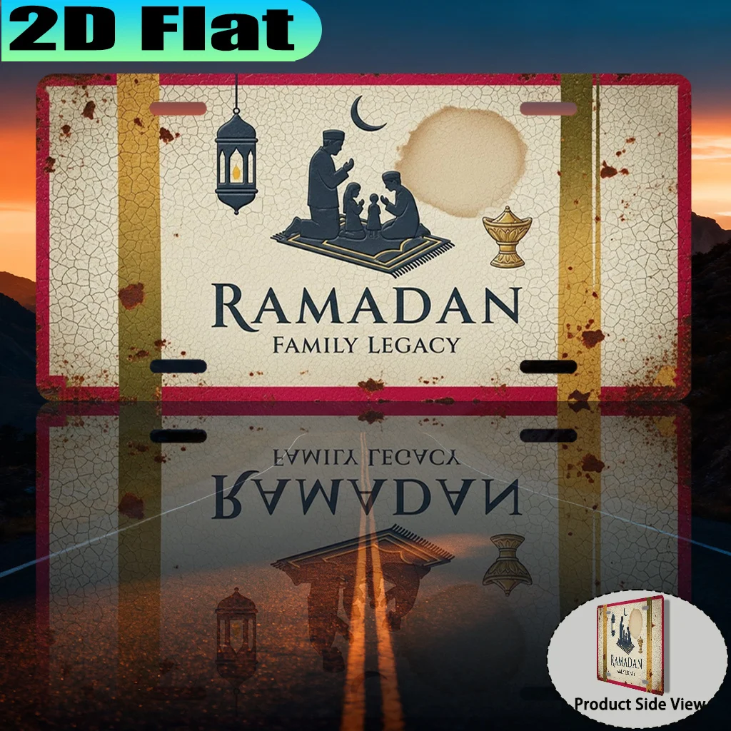 2D Flat, [2D Flat] 1pc, Ramadan Family Legacy Traditions & Memories Vintage Aluminum Sign (30.48 X 15.24cm), for Decorative Purp