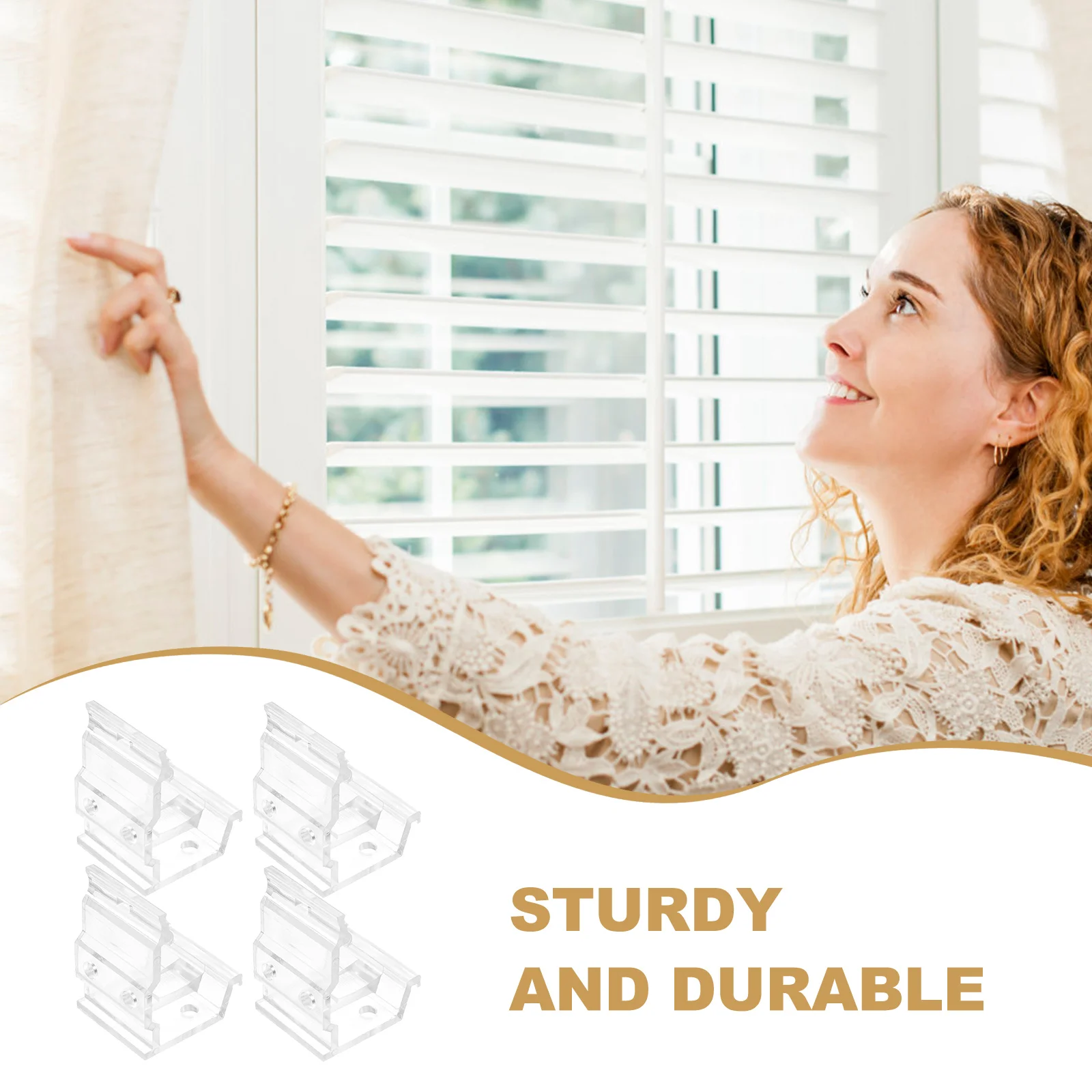 

4Pcs Premium Quality Curtain Brackets Easy Install Remove Compact Size Adjustable Blind L Bracket Blind Brackets