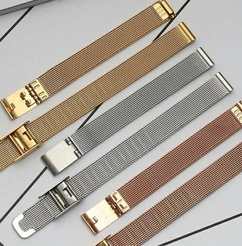 Женский Сверхтонкий браслет из нержавеющей стали с пряжкой, 6, 8, 10, 12, 14, 16 мм