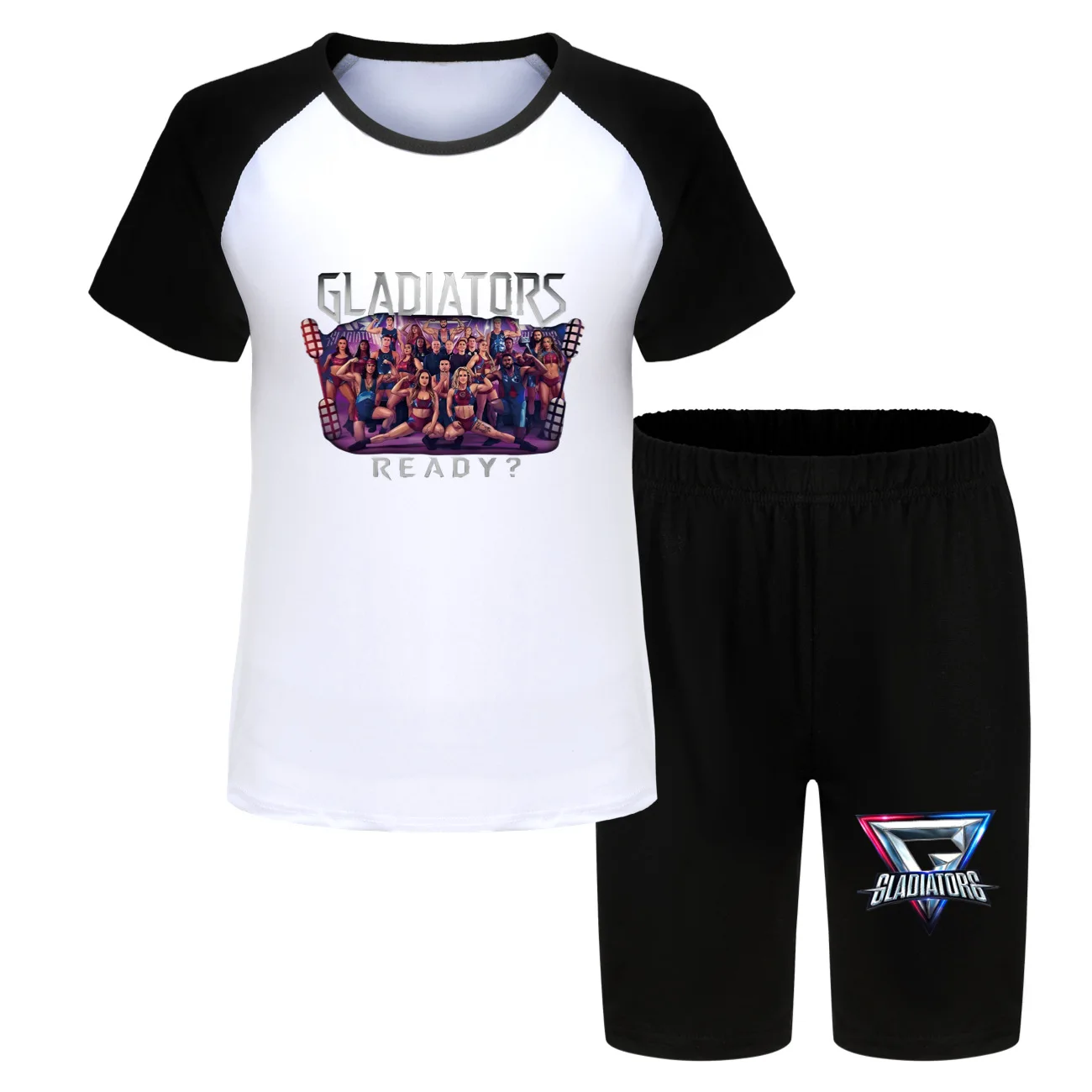 Gladiator Are You Ready Inspired Baby Girls Summer Outfit Set 2pcs Sportsuit with Short Sleeve Tops And Shorts for Kids Running