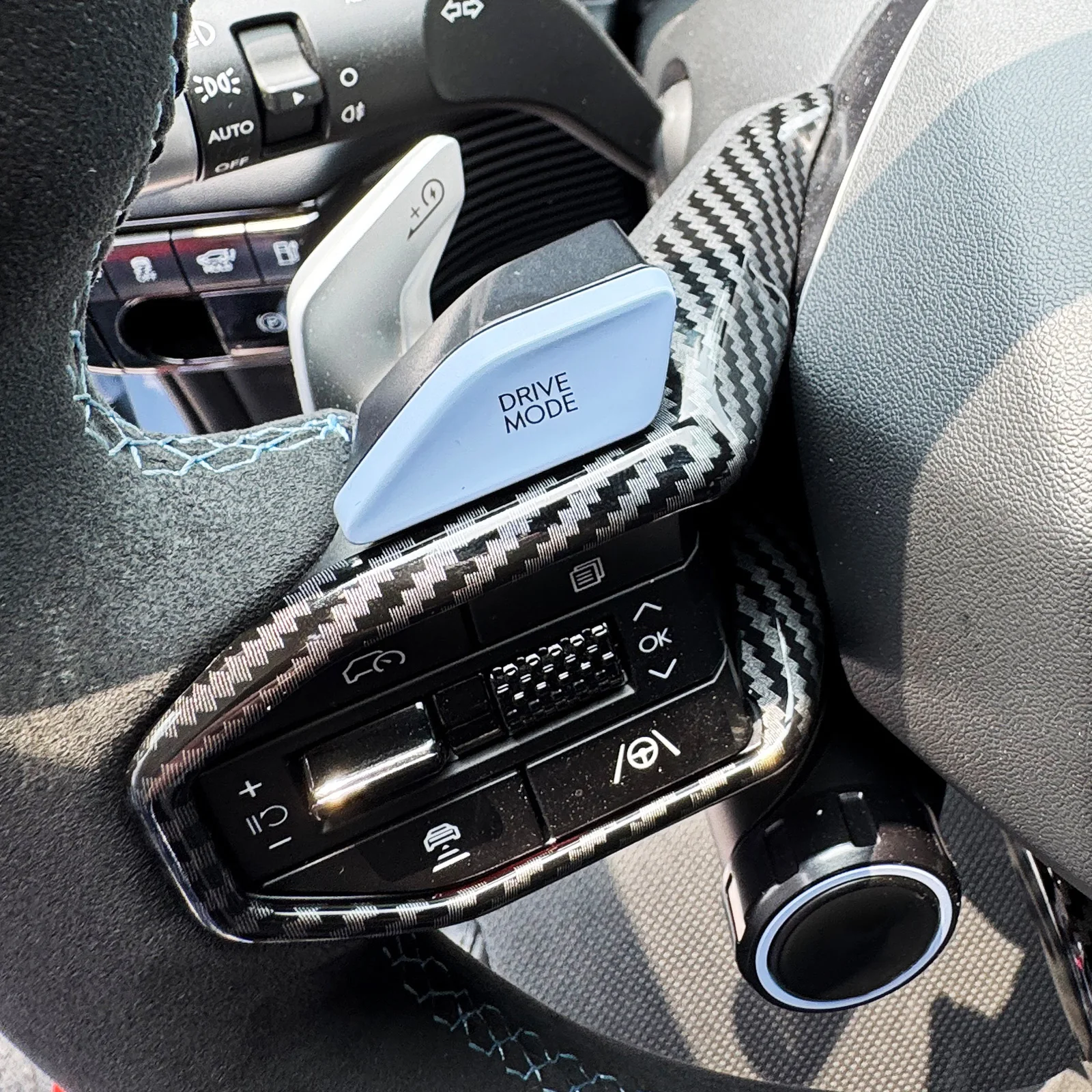 Car Carbon Fiber Styling Steering Wheel Switch Button Trim Frame Decorative Cover For Hyundai IONIQ 5 N 2024 2025 LHD RHD