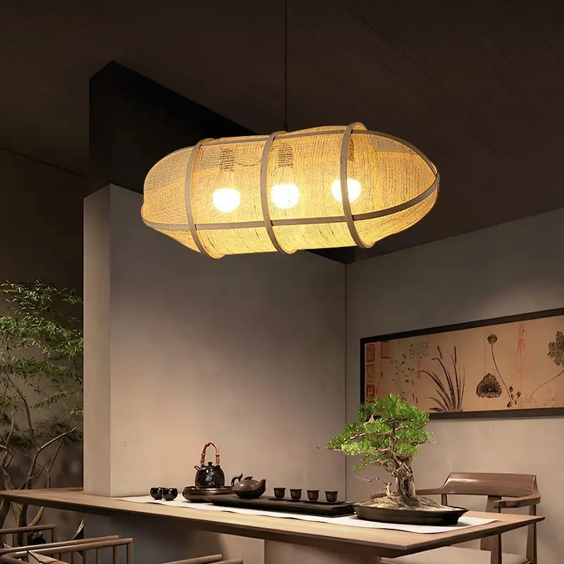 

Bamboo Lantern Chinese Hotel Chandelier Hotel Hot Pot Restaurant Zen Bamboo Art Lighting Tea Room home decor pendant lights