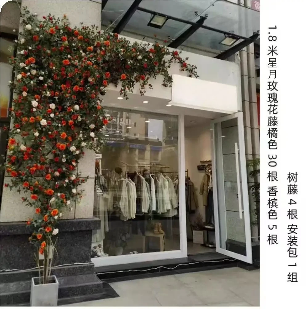High-End Customized Artificial Rose Vine and Flower Wall Forged Grass Flower Decoration