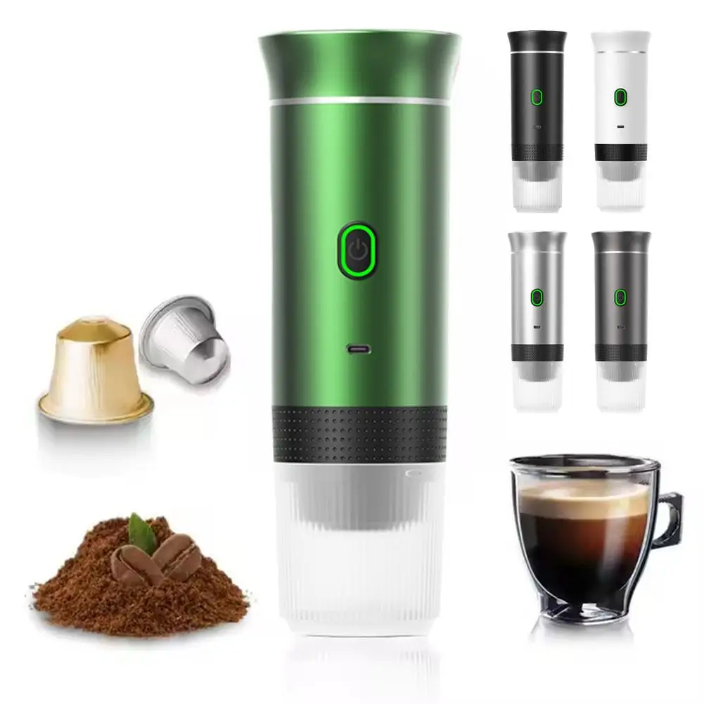 

Портативная электрическая капсульная кофеварка 3-в-1, беспроводная кофеварка для эспрессо, 20 бар, капсула и порошок, совместимая с офисью/путешествиями