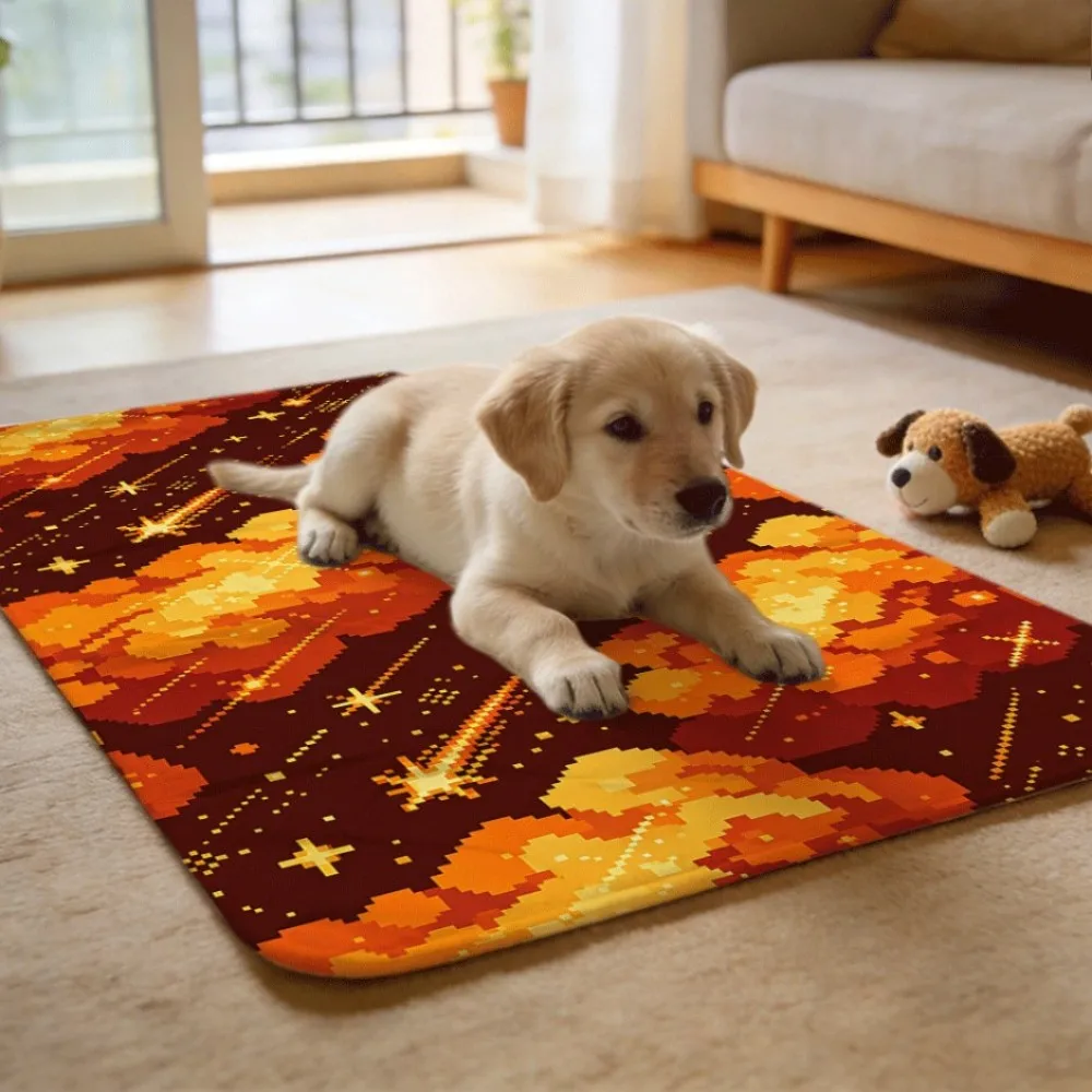 Vibrant pixel star cloud pattern Washable Reusable Dog Potty Pads Non-Slip for Tile Floors