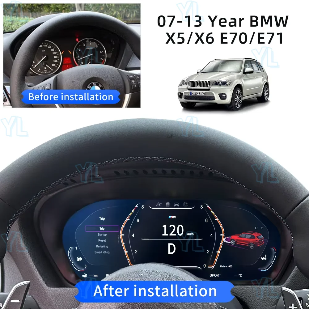 YANFU Cluster Dashboard For BMW E70 X5 E71 X6 2006-2013 speedometer LCD instrument panel HUD digital  Cockpit Virtual instrument