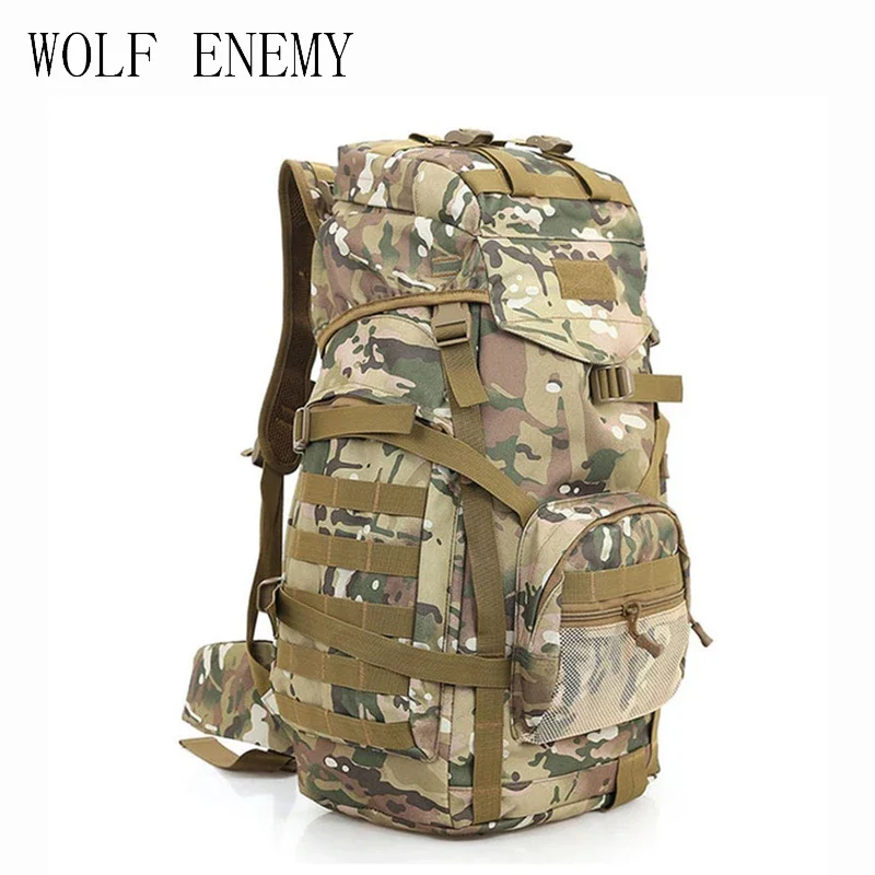 Molle 60L Camping Rucksack Tactical Hunting Backpack Large Waterproof Backpacks Camouflage Hiking Outdoor Shoulder Bag