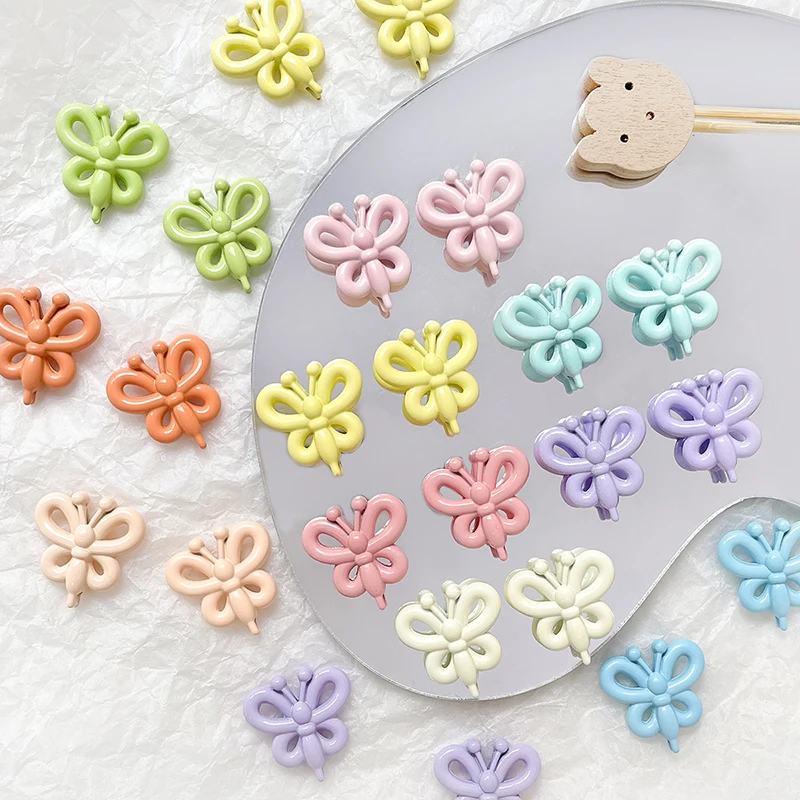 6pcs Candy Color Alloy Butterfly Bead Diy Handmade Bracelet Necklace Earrings Beaded Accessory Material