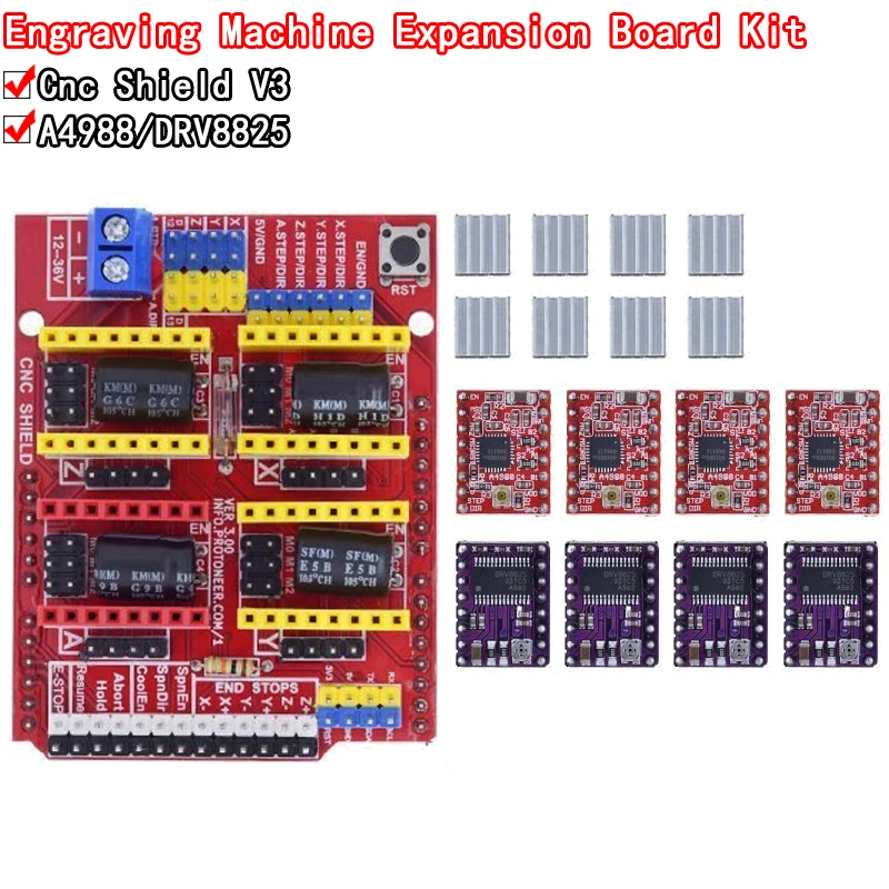 New cnc shield v3 engraving machine / 3D Printer / + 4pcs A4988 / DRV8825 driver expansion board