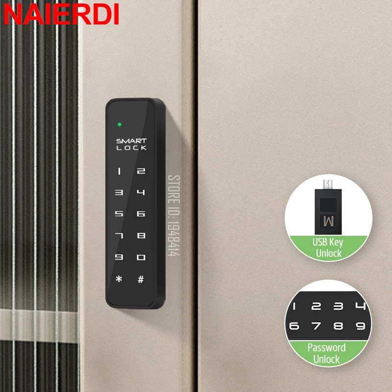 

NAIERDI Password Cabinet Lock Electric Combination Code Drawer Lock Anti-theft Mini Code Locker for Office Gym File Cabinet