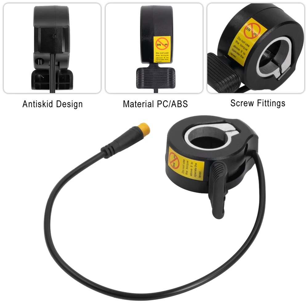 Thumb Throttle 3 Pin SM/ WP Plug Throttles Accelerator Waterproof for Electric Bike 12V-72V Speed Control 130X Finger Throttle