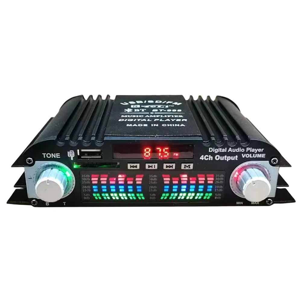 1600W Peak Power Karaoke Player Remote Control Bluetooth-Compatible Home Car Power Amplifier FM USB Mini HIFI Digital Stereo Amp