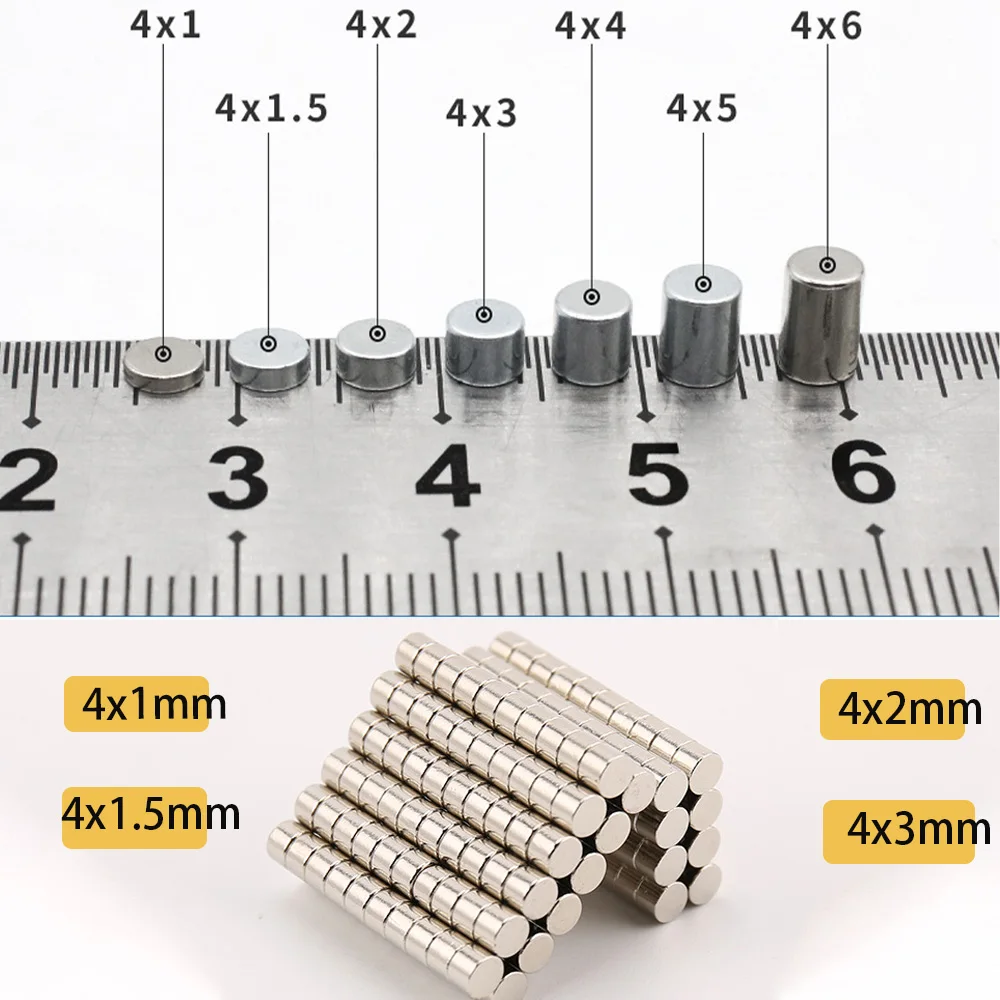 Imanes de neodimio N35, imanes de neodimio de 4x1, 4x1,5, 4x2, 4x3mm, superpotencia, Búsqueda personalizada, imanes magnéticos para nevera, manualidades DIY, placa fuerte Aimant